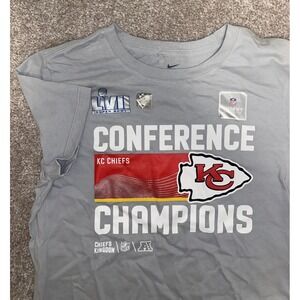 Kansas City Chiefs Nike Tee‎ Conference Champions Gray Men M Chiefs Kingdom NFL